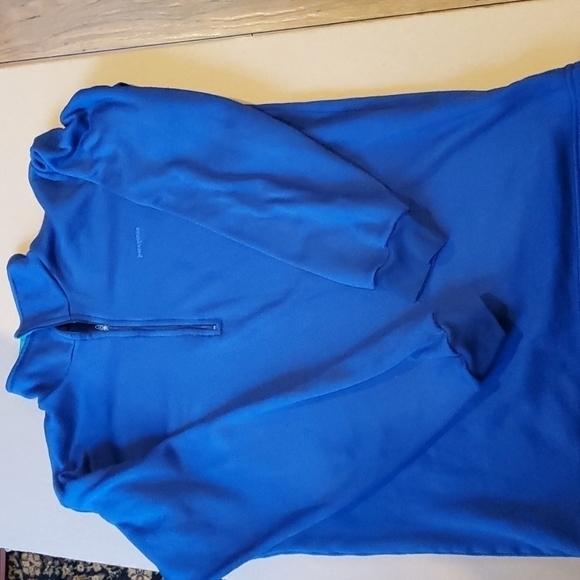 Patagonia blue pullover green collar. 100% Capilene Polyester. Vintage M - Picture 1 of 10